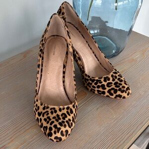 Lands End Leather Leopard Heels 10